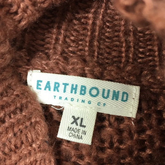 Earthbound Brown Knit‎ Turtleneck Sweater Womens XL Acrylic Open Knit - Picture 5 of 9